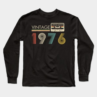 Vintage 1976 Limited Edition Cassette 48th Birthday Long Sleeve T-Shirt
